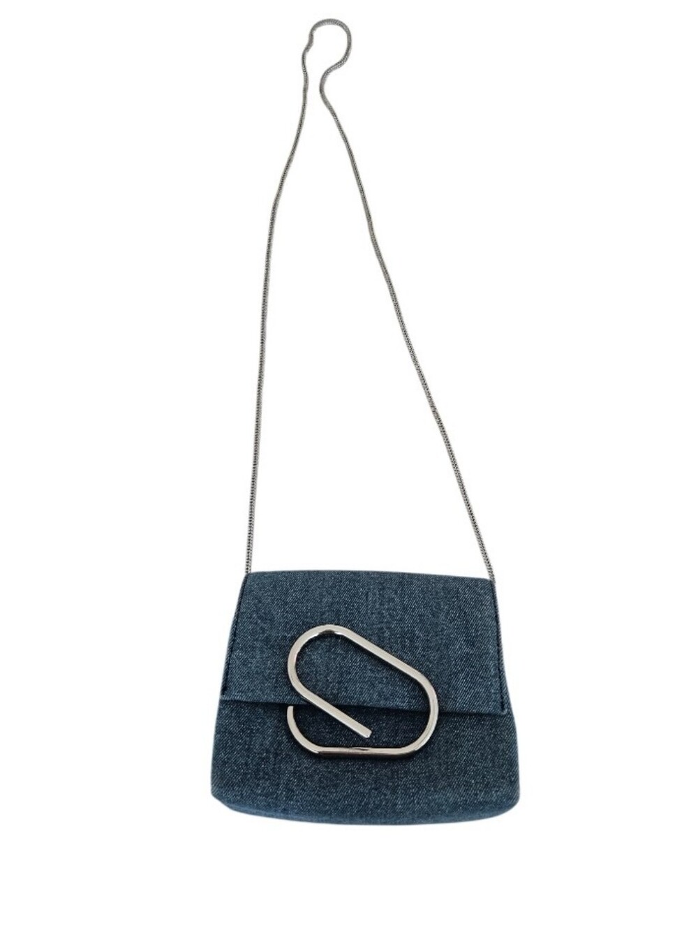 3.1 Fhillip Lim Denim Mini  Alix Crossbody Bag with Silver Chain - Picture 4 of 13